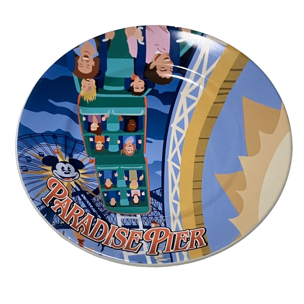 Disney Parks Paradise Pier Ceramic Plate Rollercoaster